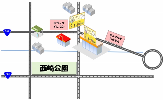 福朗まんの地図（手書き風）